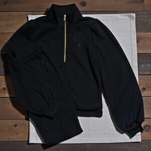LOVE SQUAD Evereve Black Jogger Set Pants Sweatshirt Outfit Black XS